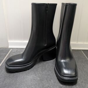 INC International Concepts Chic Black Rubber Rain Boots